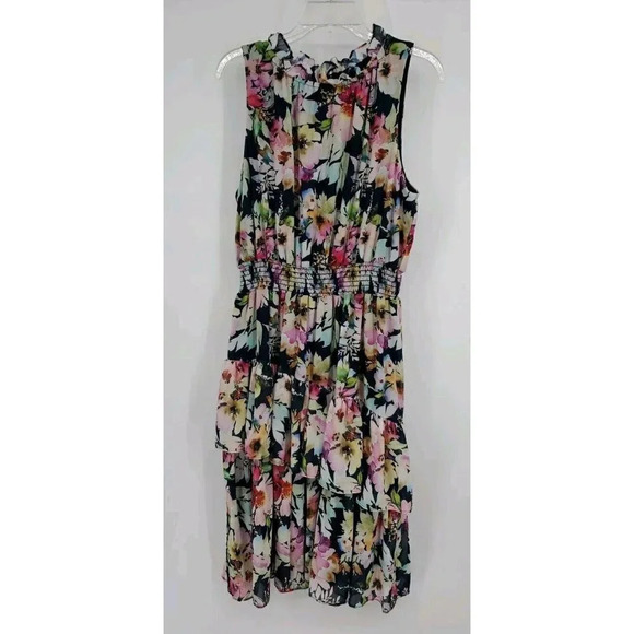 Joseph Ribkoff Sz 16 Midnight Blue-Multi Floral Halter Dress Style 221334 Easter - Picture 2 of 15